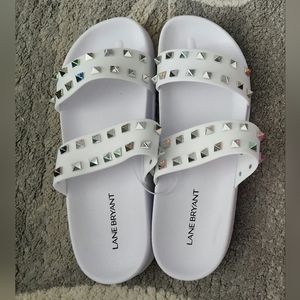 LANE BRYANT Studded Sandal Size 9 WHITE